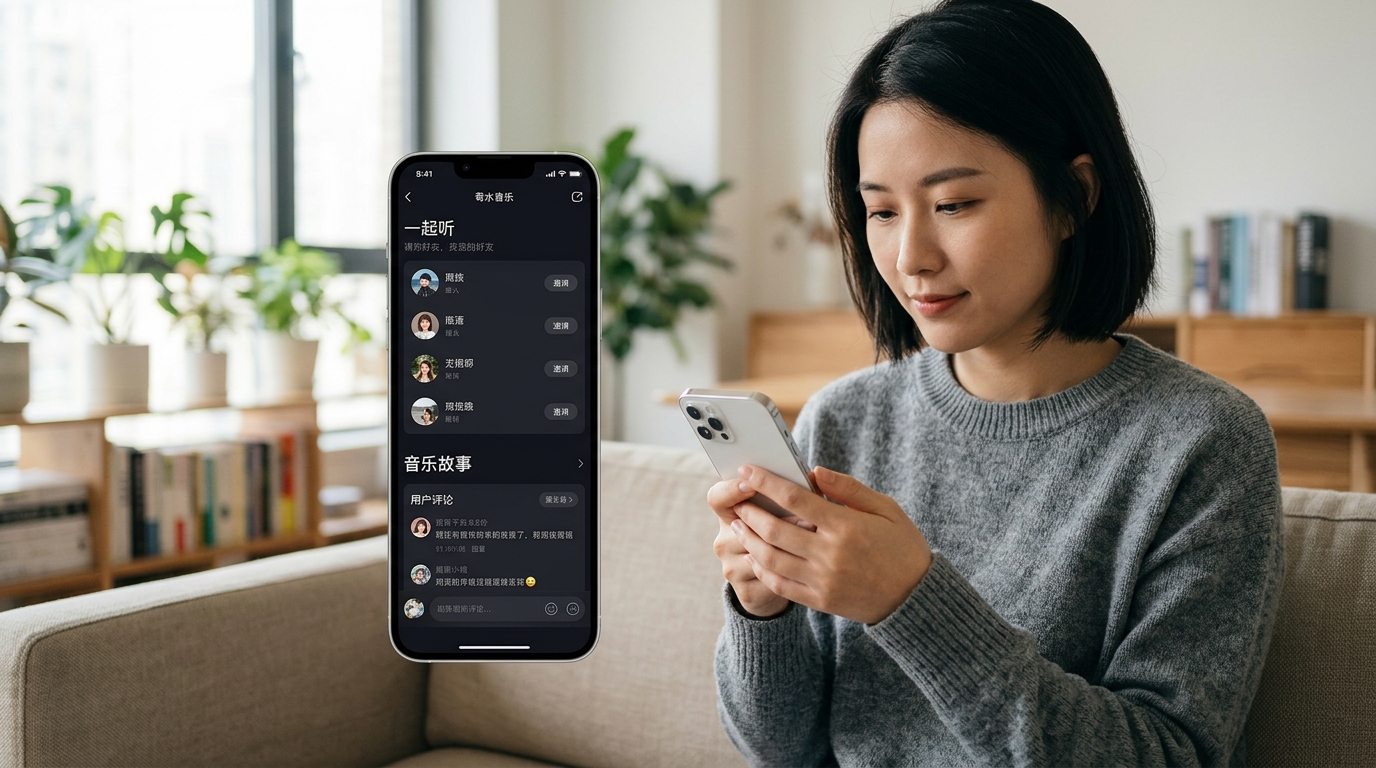 汽水音乐核心社交功能一起听和音乐故事界面展示