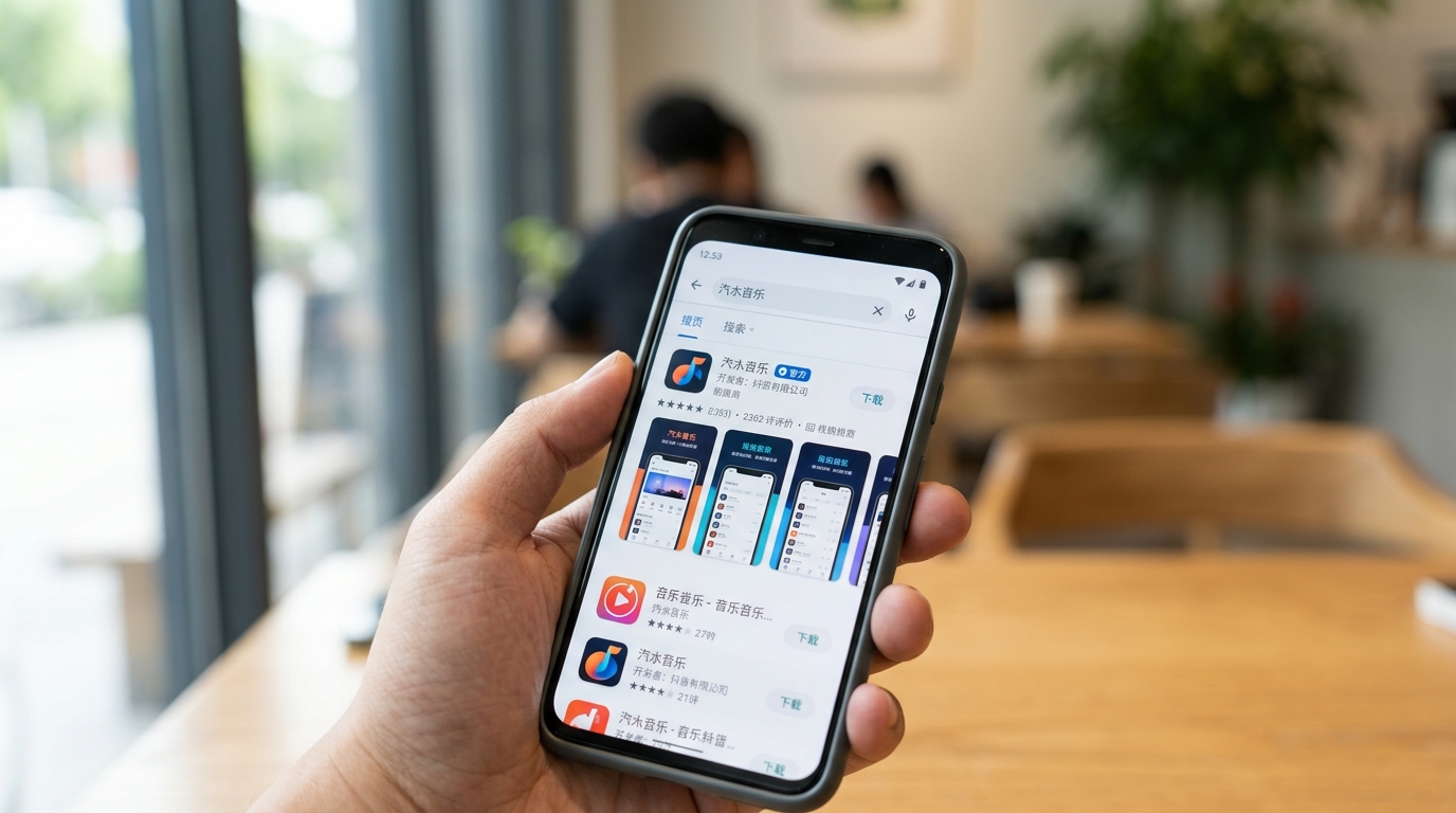 在官方应用商店安全下载汽水音乐的界面示例