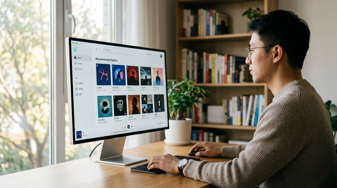 汽水音乐电脑版使用界面布局示意图
