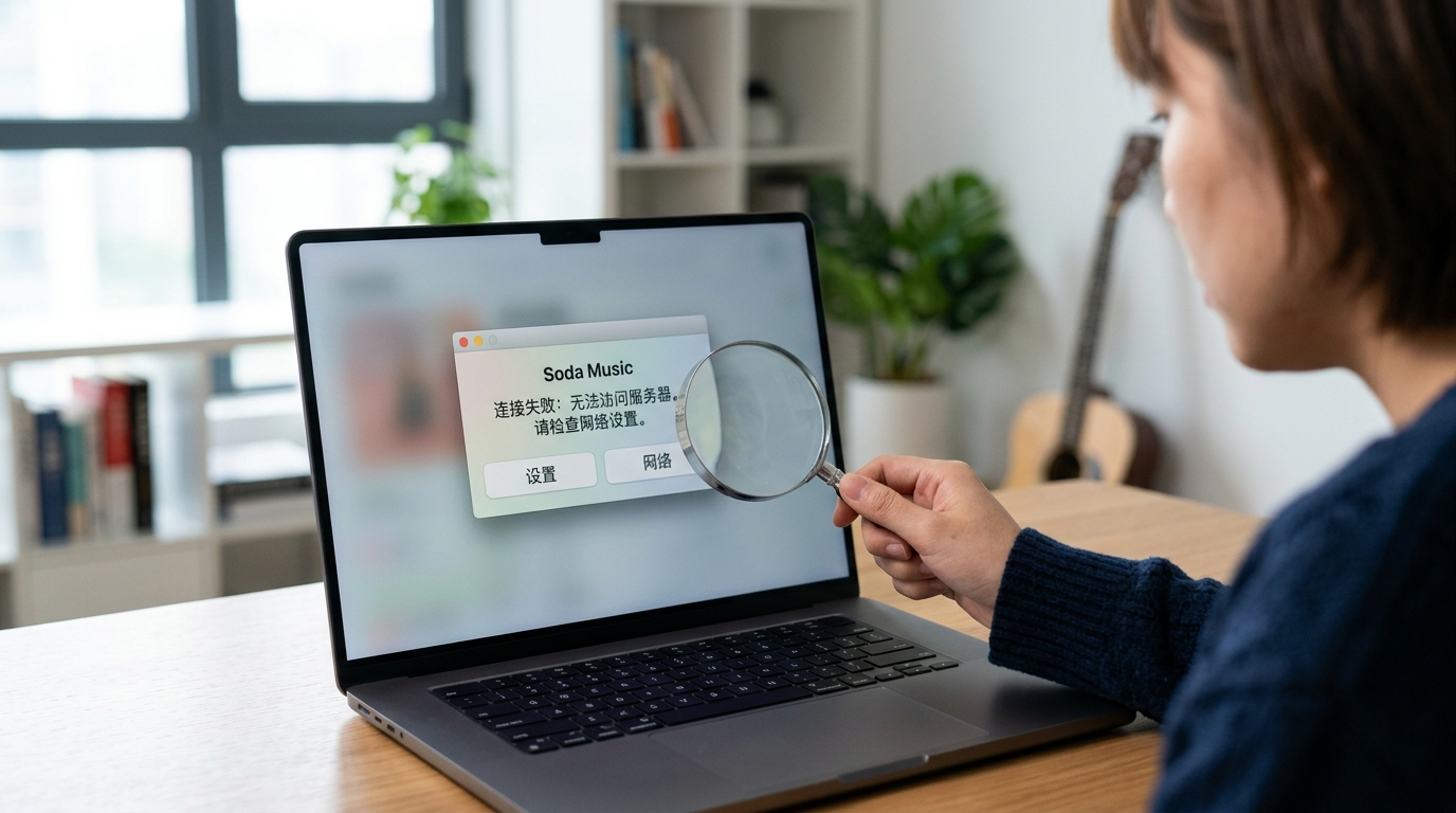 汽水音乐电脑版播放问题排查示意图