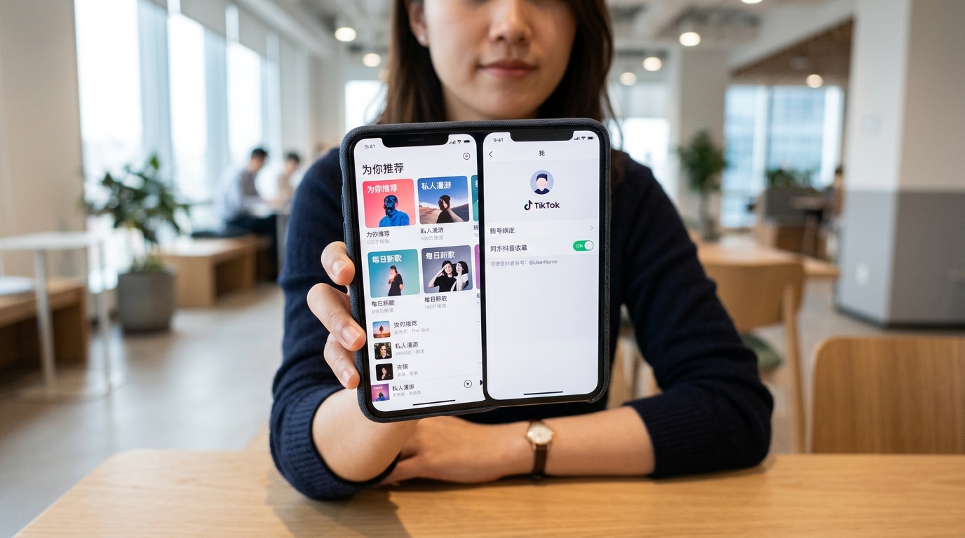 汽水音乐核心功能界面展示个性化推荐与抖音同步设置