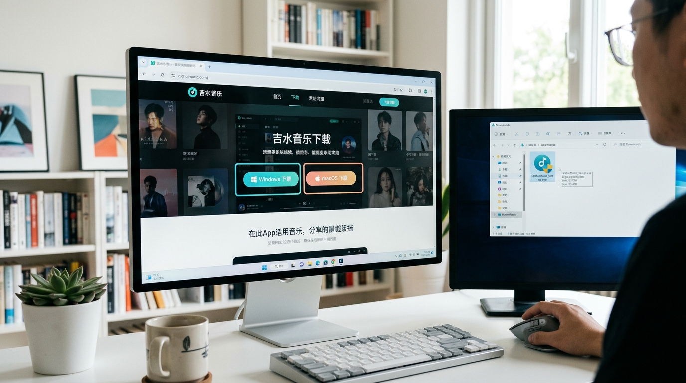 汽水音乐电脑版官网下载页面与安装文件示例